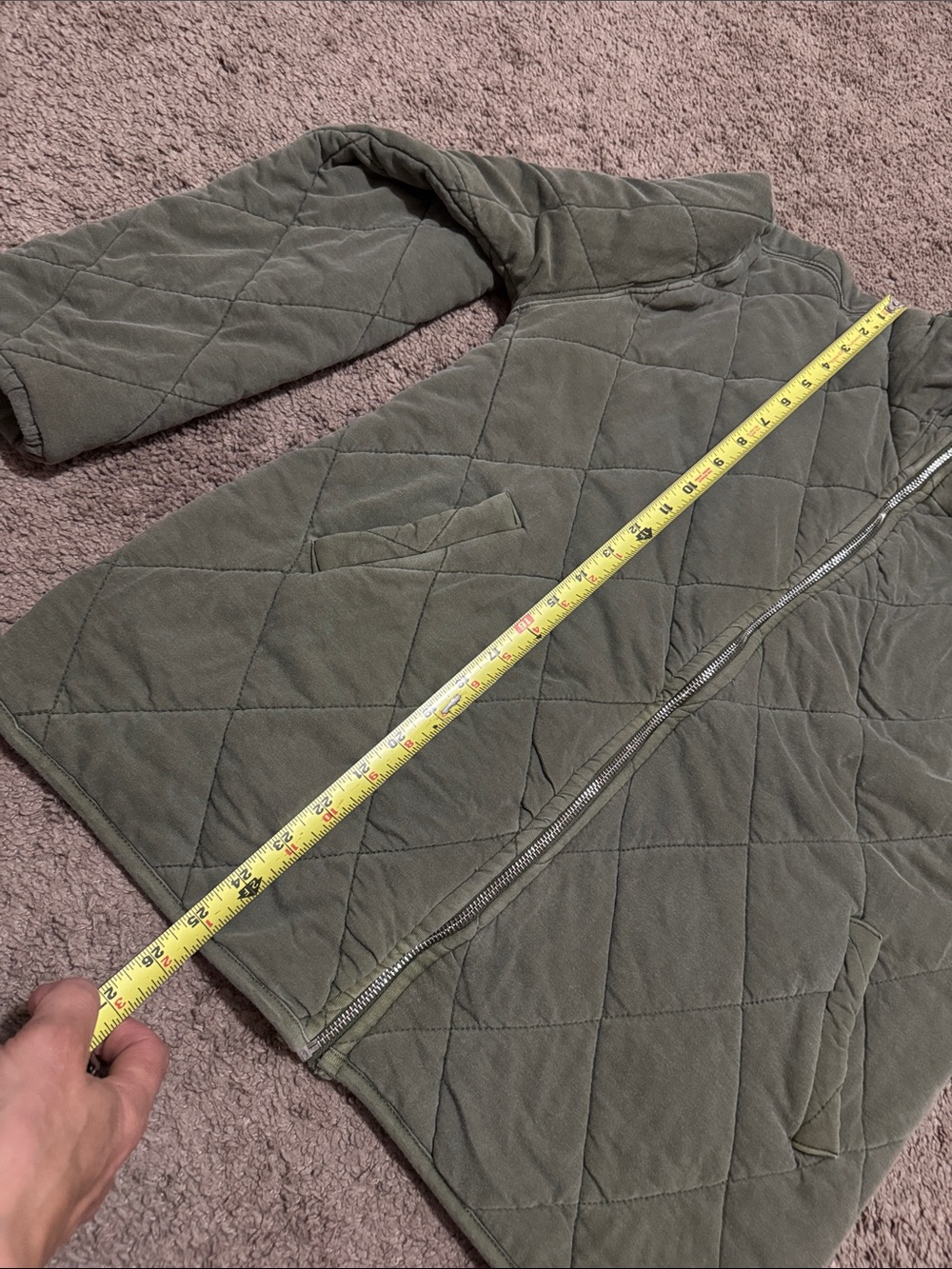 Wild Fable Bomber Style ZipUp Sweatshirt Jacket-Sz xs-Cotton-Olive Green-Quilted - Picture 9 of 15